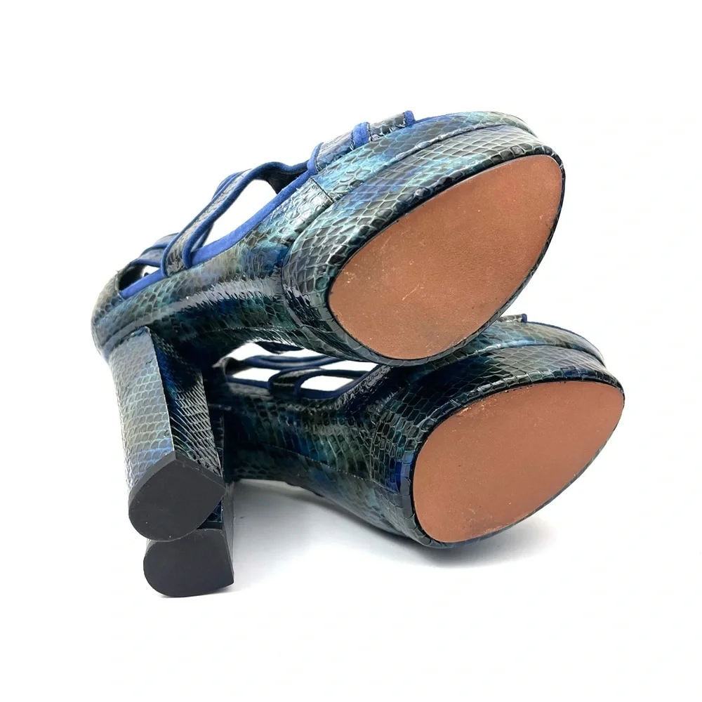 Rachel Zoe Peggy Snakeskin Suede Leather Platform Heels